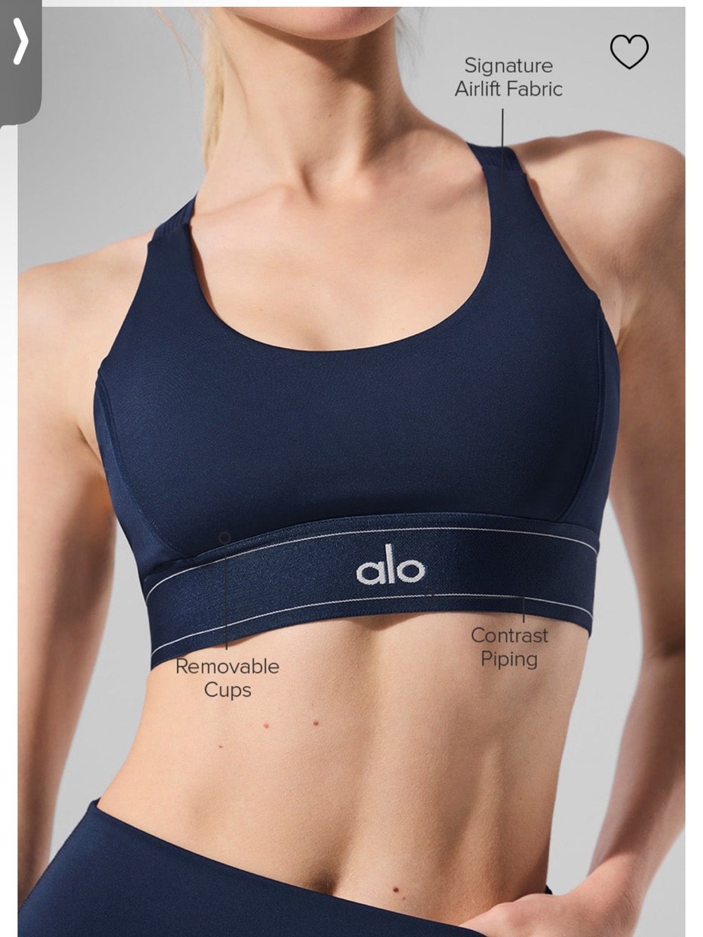 ALO Suit Up Bra Navy Size L NWT